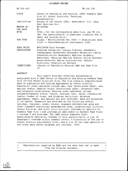 Census of Population and Housing, 1980: Summary Tape File 1F, School Districts