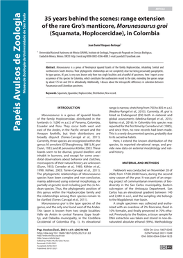 35 Years Behind the Scenes: Range Extension of the Rare Gro's Manticore, Morunasaurus Groi (Squamata, Hoplocercidae), in Colom