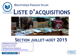 Liste D'acquisitions