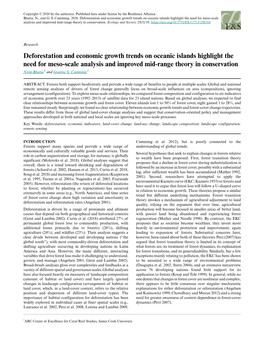 Deforestation and Economic Growth Trends on Oceanic Islands Highlight the Need for Meso-Scale Analysis and Improved Mid-Range Theory in Conservation