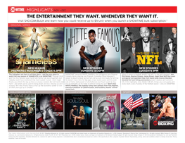 Highlights Nov • Dec the Entertainment They Want