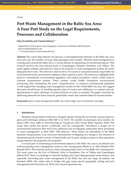 Port Waste Management in the Baltic Sea Area: a Four Port Study on the Legal Requirements, Processes and Collaboration