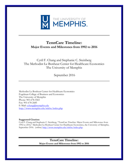 Tenncare Timeline: Major Events and Milestones from 1992 to 2016