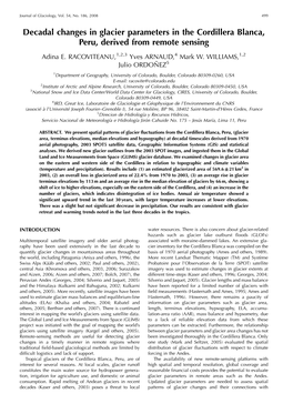 Decadal Changes in Glacier Parameters in the Cordillera Blanca, Peru, Derived from Remote Sensing