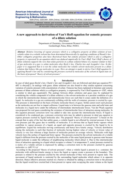 A New Approach to Derivation of Van't Hoff Equation for Osmotic Pressure of a Dilute Solution