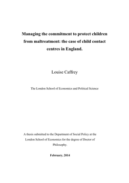 Managing the Commitment to Protect Children from Maltreatment: the Case of Child Contact Centres in England