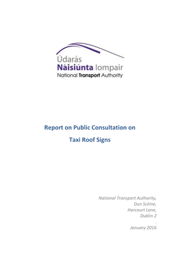 Report on Public Consultation on Taxi Roof Signs