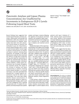 Pancreatic Amylase and Lipase Plasma Concentrations Are