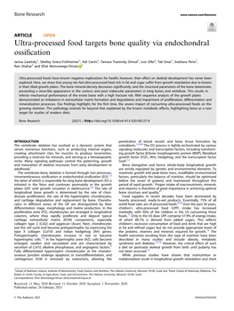 Ultra-Processed Food Targets Bone Quality Via Endochondral Ossification