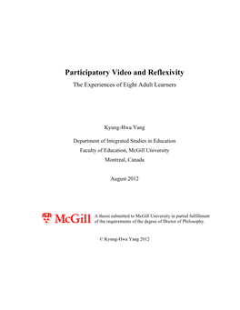 Participatory Video and Reflexivity the Experiences of Eight Adult Learners