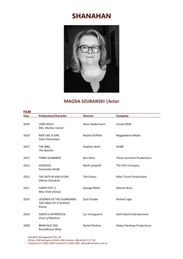 Magda Szubanski CV