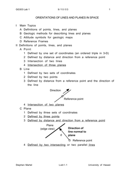 Lab 01: Orientations of Lines & Planes