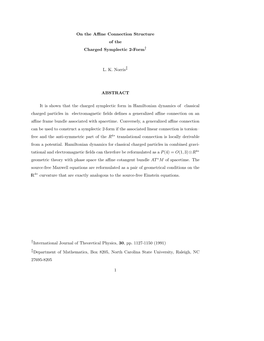 The Affine Connection Structure of the Charged Symplectic 2-Form(1991)