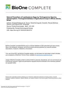 Natural Parasitism of Lepidopteran Eggs by Trichogramma Species (Hymenoptera: Trichogrammatidae) in Agricultural Crops in Minas Gerais, Brazil