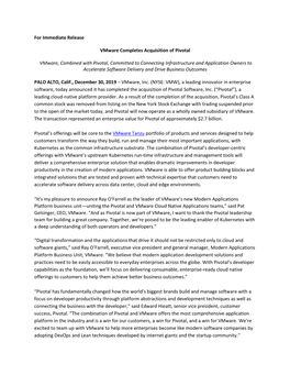 For Immediate Release Vmware Completes Acquisition of Pivotal