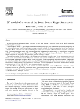 3D Model of a Sector of the South Scotia Ridge (Antarctica)