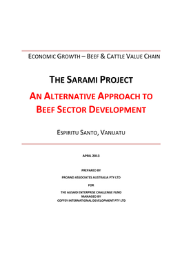 The Sarami Project an Alternative Approach to Beef Sector Development