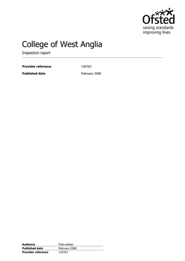 College of West Anglia Inspection Report