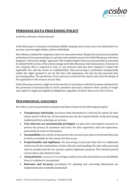 Personal Data Processing Policy