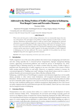 Addressal to the Rising Problem of Traffic Congestion in Kalimpong