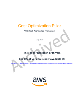 Cost Optimization Pillar AWS Well-Architected Framework