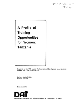 A Profile of Training Opportunities for Women: Tanzania