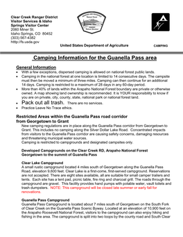 Camping Information for the Guanella Pass Area