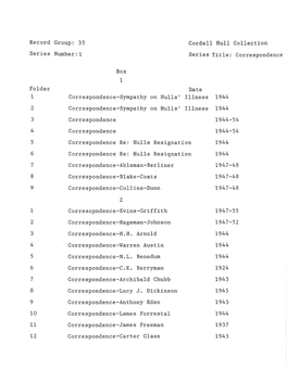 Record Group: 35 Cordell Hull Collection Series Number:! Series