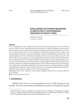 Challenges of Diverse Migration Flows in Italy's Autonomous Province Of