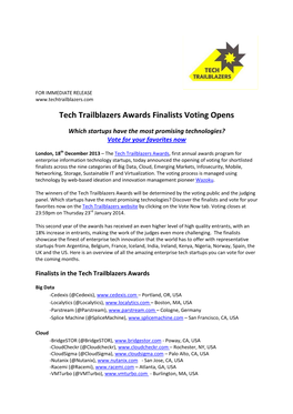 Tech Trailblazers Awards Finalists Voting Opens