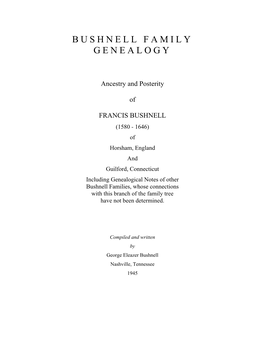 Bushnell Family Genealogy, 1945