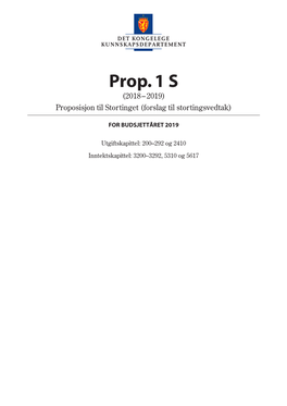 Prop. 1 S (2018-2019) Proposisjon Til Stortinget