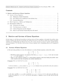 Contents 2 Matrices and Systems of Linear Equations