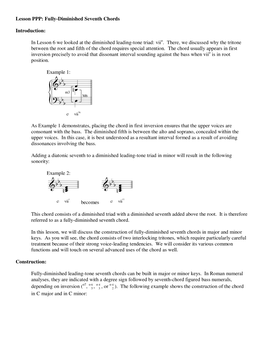 Fully-Diminished Seventh Chords Introduction