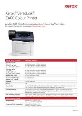 Xerox® Versalink® C400 Colour Printer