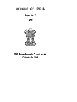 1941 Census Figures in Present Lay-Out Extimates for 1948