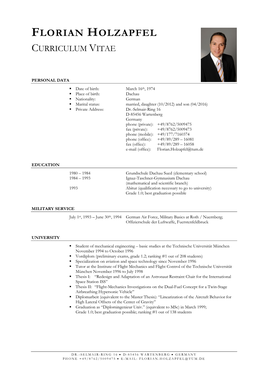 Florian Holzapfel Curriculum Vitae