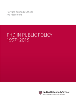 Phd in Public Policy 1997–2019 Harvard Kennedy School Job Placement | Phd in Public Policy
