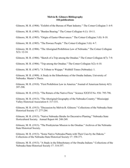 1 Melvin R. Gilmore Bibliography 104 Publications Gilmore, MR