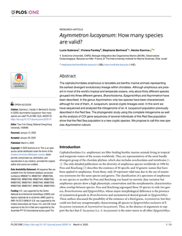 Asymmetron Lucayanum: How Many Species Are Valid?