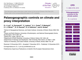 Palaeogeographic Controls on the Climate System