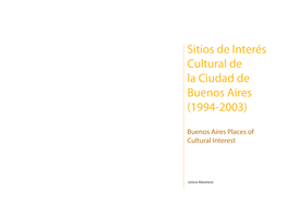 Sitios De Interés Cultural De La Ciudad De Buenos Aires (1994-2003)