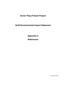 Sevier Playa Potash Project Draft Environmental Impact Statement Appendix C References 1.0 Introduction