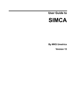 User Guide to SIMCA 13.Pdf