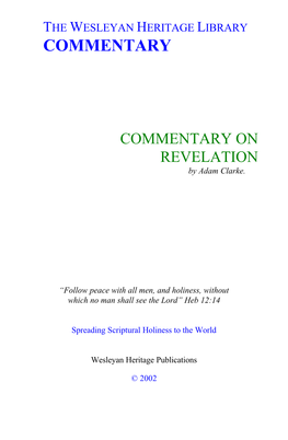 COMMENTARY on REVELATION by Adam Clarke