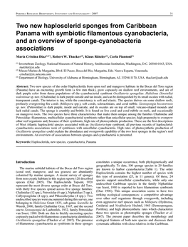 Two New Haplosclerid Sponges from Caribbean Panama with Symbiotic Filamentous Cyanobacteria, and an Overview of Sponge-Cyanobacteria Associations