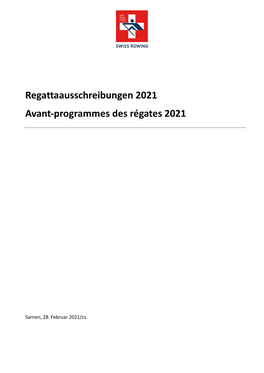 Regattaausschreibungen 2021 Avant-Programmes Des Régates 2021