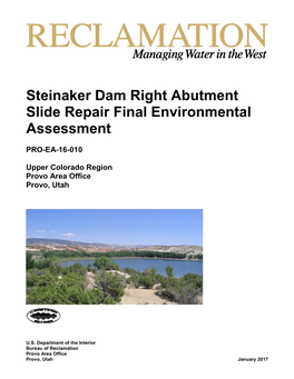 Steinaker Dam Right Abutment Slide Repair Final Environmental Assessment