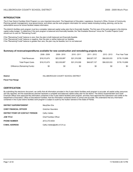 HILLSBOROUGH COUNTY SCHOOL DISTRICT 2008 - 2009 Work Plan