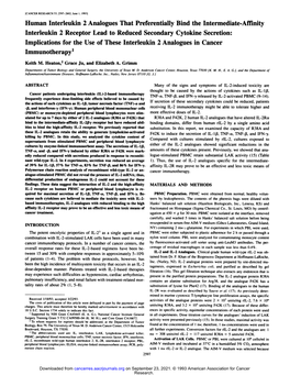 Human Interleukin 2 Analogues That Preferentially Bind the Intermediate-Affinity Interleukin 2 Receptor Lead to Reduced Secondar